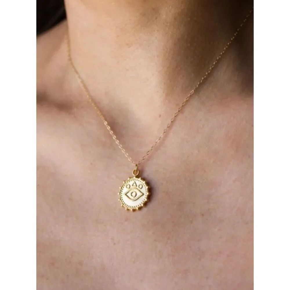 Gold Eye Medallion Necklace #2541